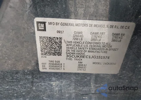 2018 Chevrolet Silverado 1500 2Lt from USA, damaged, VIN 3GCUKREC1JG151574